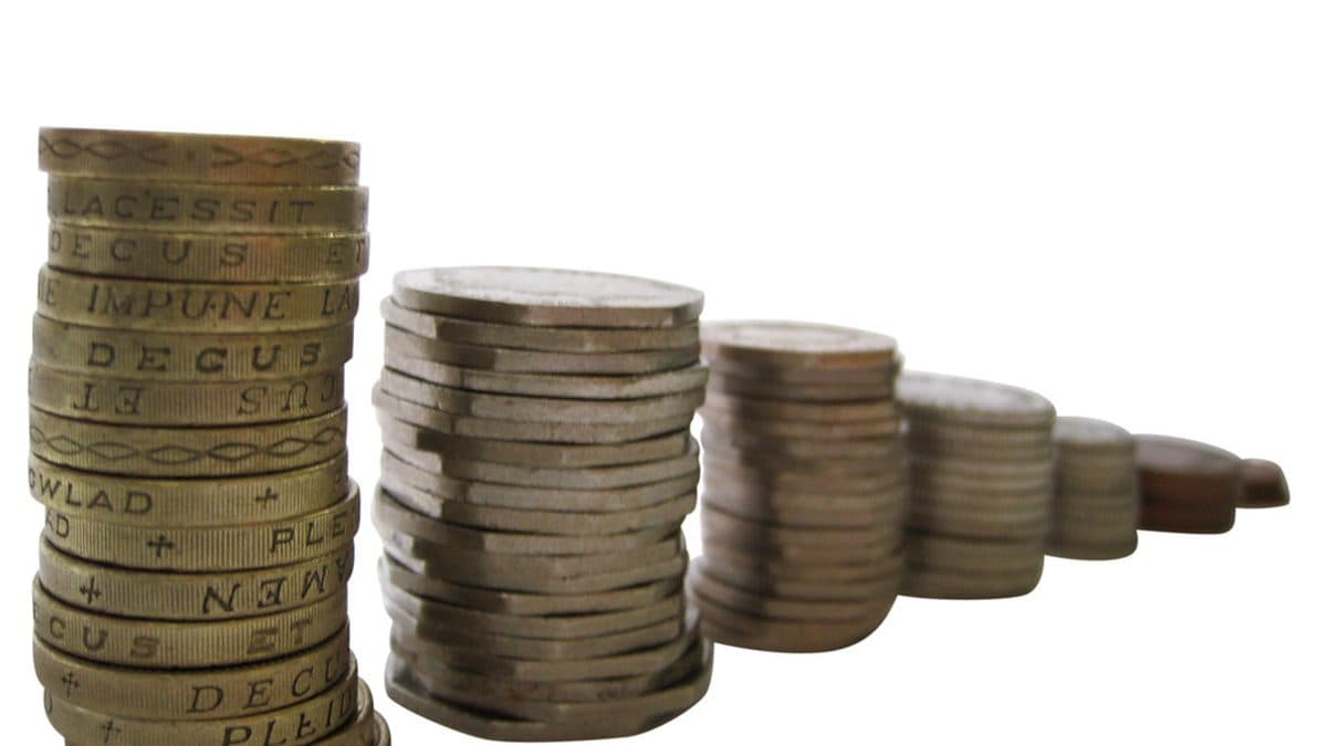 Coins arranged on a surface