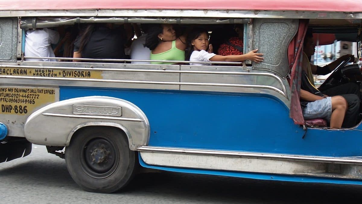 A jeepney carrying commuters in the Philippines