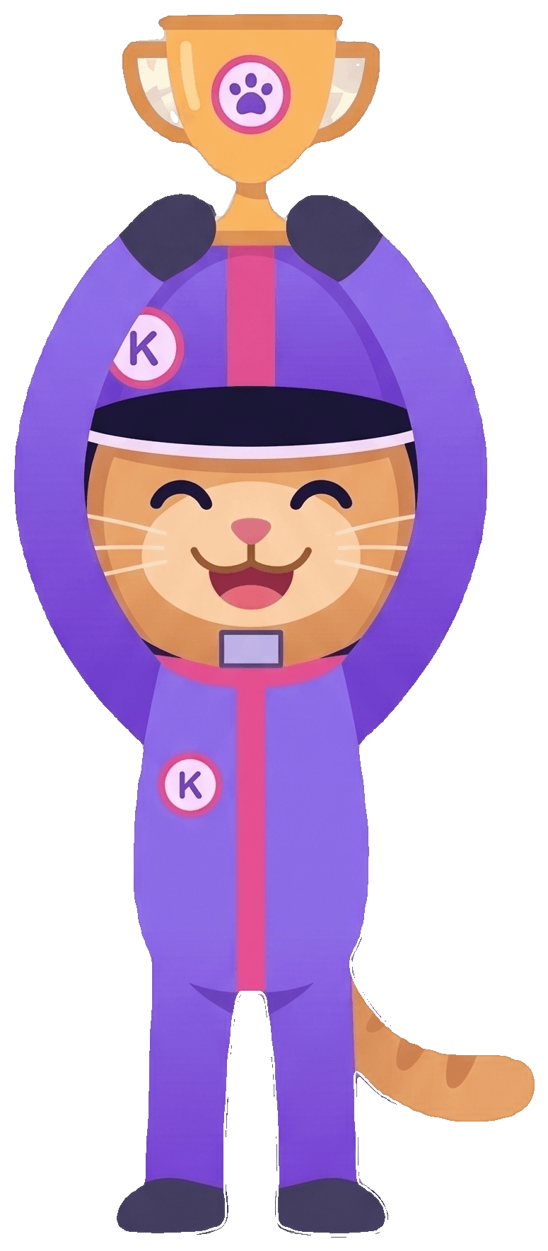 Purrsuit celebrating with a trophy Purrsuit celebrating with a trophy